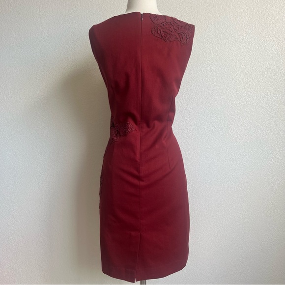 💓Peruvian Connection Burgundy Red Wool Embroidered Sheath Dress - Size 8 - Picture 7 of 16
